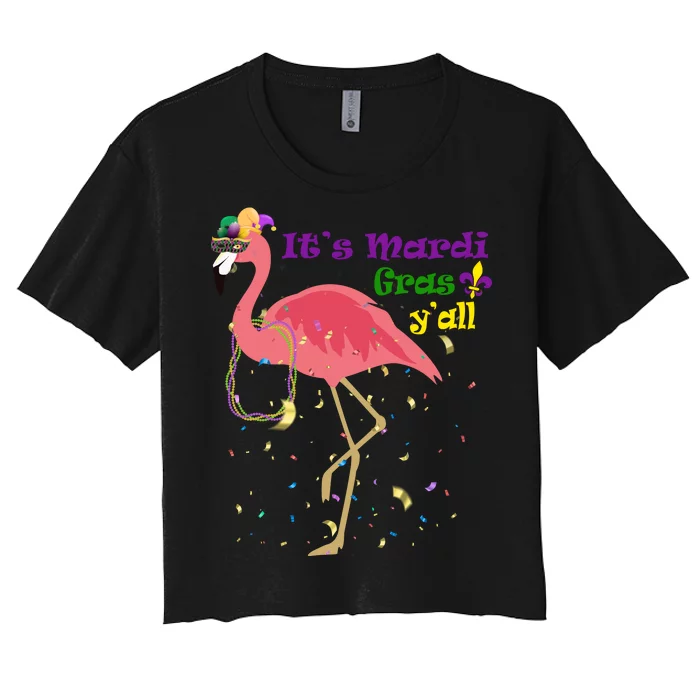 Mardi Gras Flamingo Women's Crop Top Tee