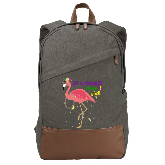 Mardi Gras Flamingo Cotton Canvas Backpack