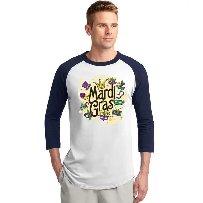 Mardi Gras Flashy Party Baseball Sleeve Shirt