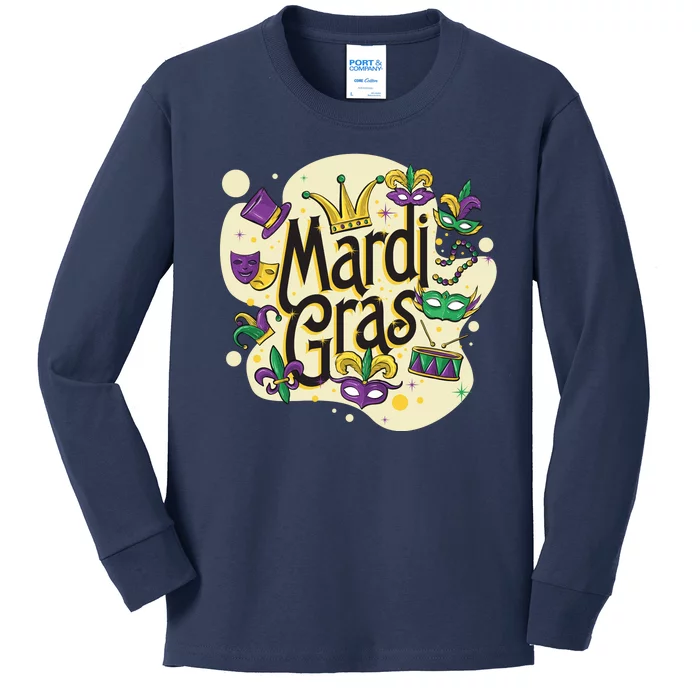 Mardi Gras Flashy Party Kids Long Sleeve Shirt