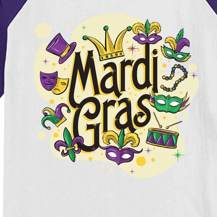 Mardi Gras Flashy Party Kids Colorblock Raglan Jersey