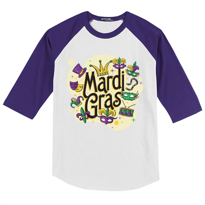 Mardi Gras Flashy Party Kids Colorblock Raglan Jersey