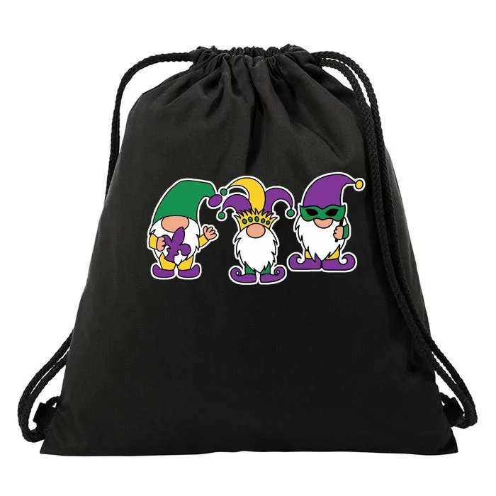 Mardi Gras Gnomes Party Drawstring Bag