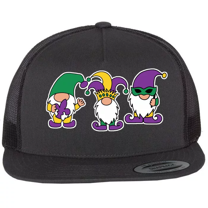 Mardi Gras Gnomes Party Flat Bill Trucker Hat