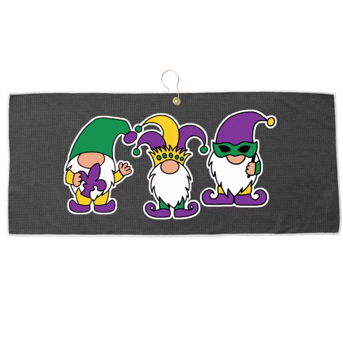 Mardi Gras Gnomes Party Large Microfiber Waffle Golf Towel