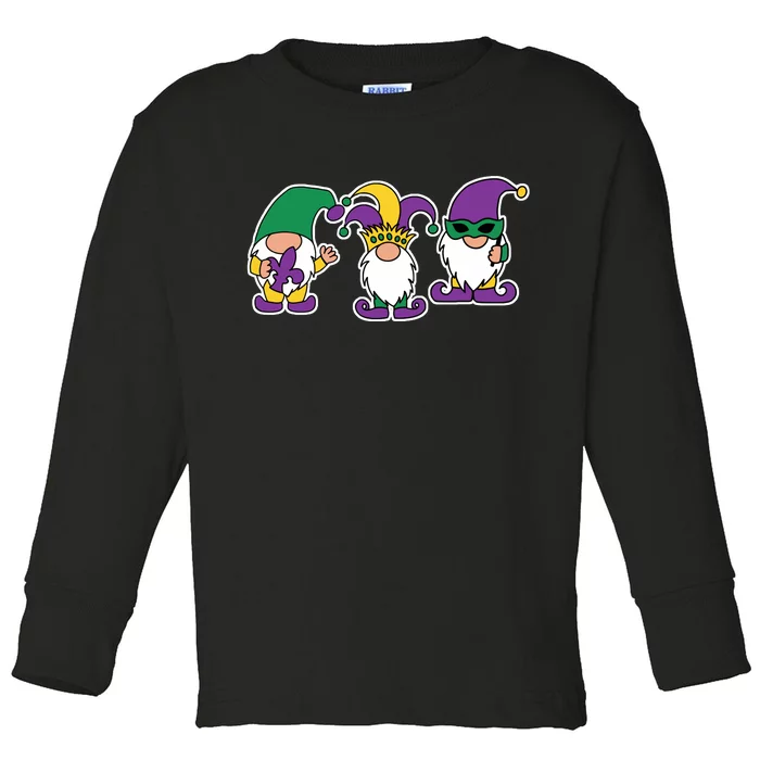 Mardi Gras Gnomes Party Toddler Long Sleeve Shirt