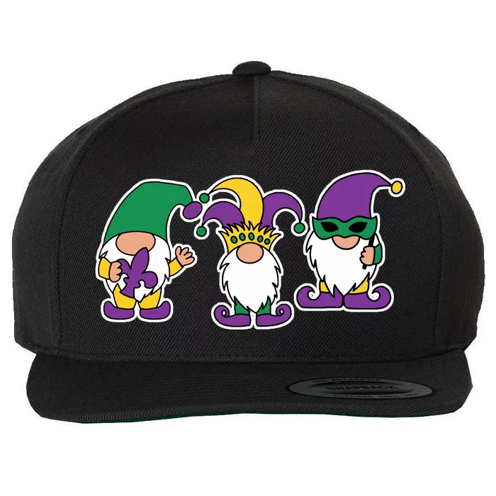 Mardi Gras Gnomes Party Wool Snapback Cap