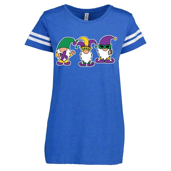 Mardi Gras Gnomes Party Enza Ladies Jersey Football T-Shirt