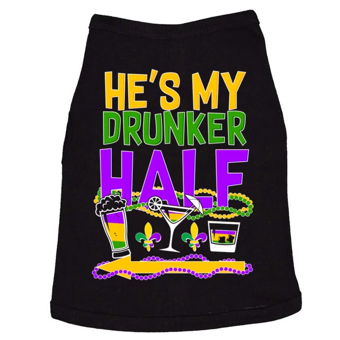 Mardi Gras He's My Drunker Half Doggie Tank