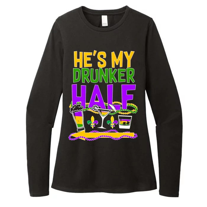 Mardi Gras He's My Drunker Half Womens CVC Long Sleeve Shirt