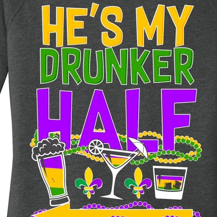 Mardi Gras He's My Drunker Half Women's Perfect Tri Tunic Long Sleeve Shirt