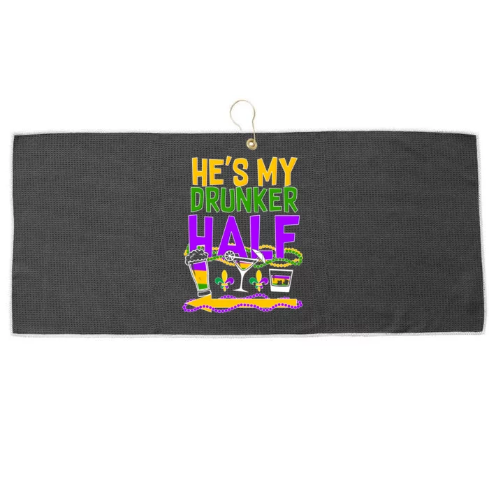 Mardi Gras He's My Drunker Half Large Microfiber Waffle Golf Towel