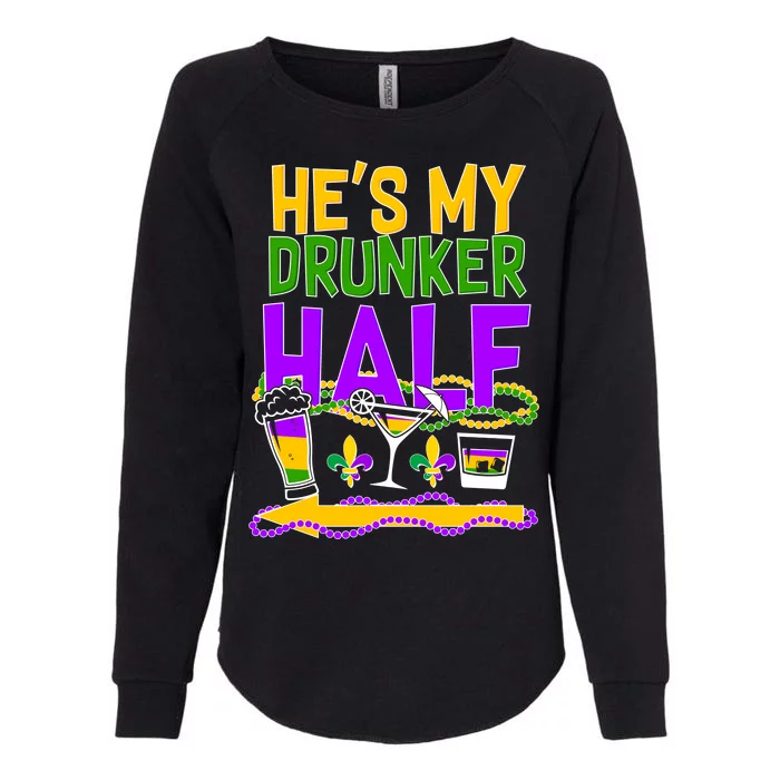 Mardi Gras He's My Drunker Half Womens California Wash Sweatshirt