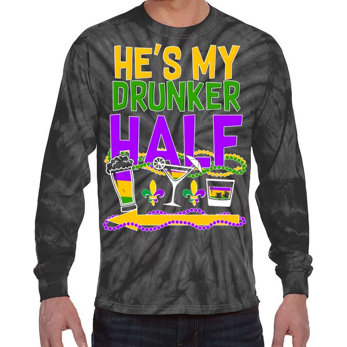 Mardi Gras He's My Drunker Half Tie-Dye Long Sleeve Shirt