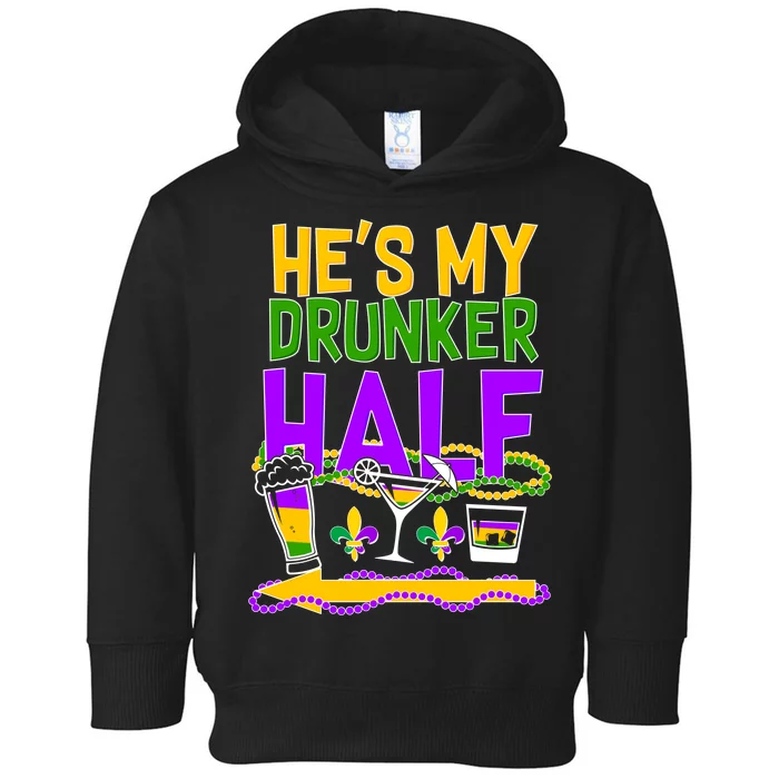 Mardi Gras He's My Drunker Half Toddler Hoodie