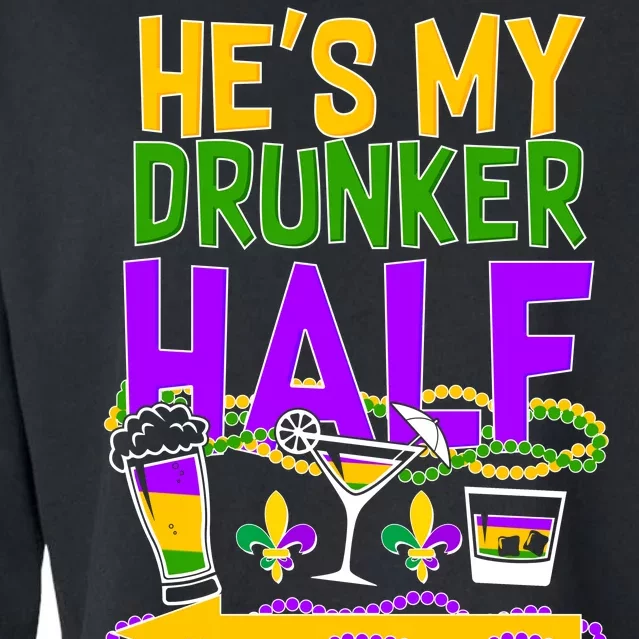 Mardi Gras He's My Drunker Half Cropped Pullover Crew