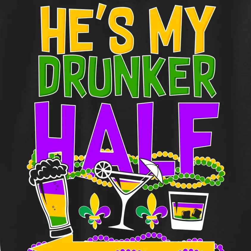 Mardi Gras He's My Drunker Half Kids Sweatshirt