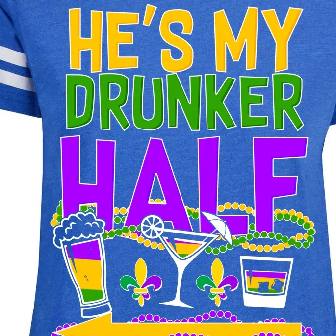 Mardi Gras He's My Drunker Half Enza Ladies Jersey Football T-Shirt