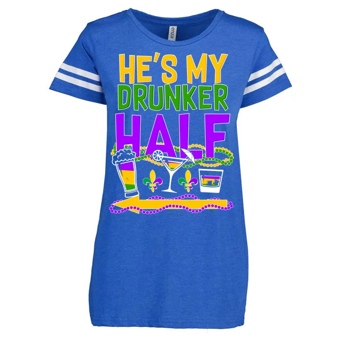 Mardi Gras He's My Drunker Half Enza Ladies Jersey Football T-Shirt