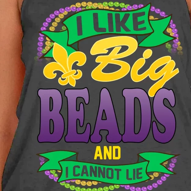 Mardi Gras I like big beads and i cannot lie Women's Knotted Racerback Tank