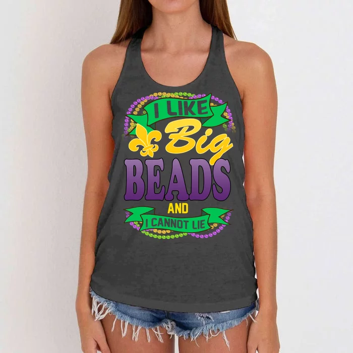 Mardi Gras I like big beads and i cannot lie Women's Knotted Racerback Tank