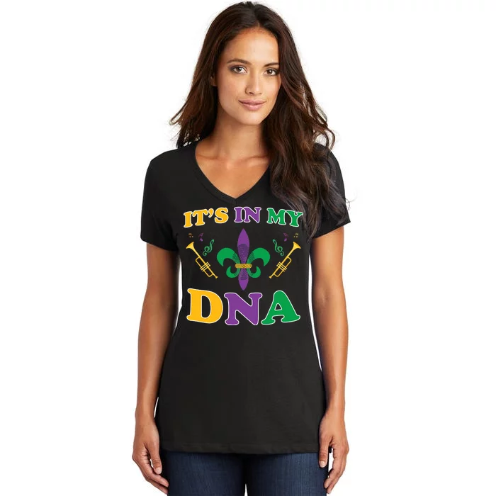 Mardi Gras It's My DNA Women's V-Neck T-Shirt