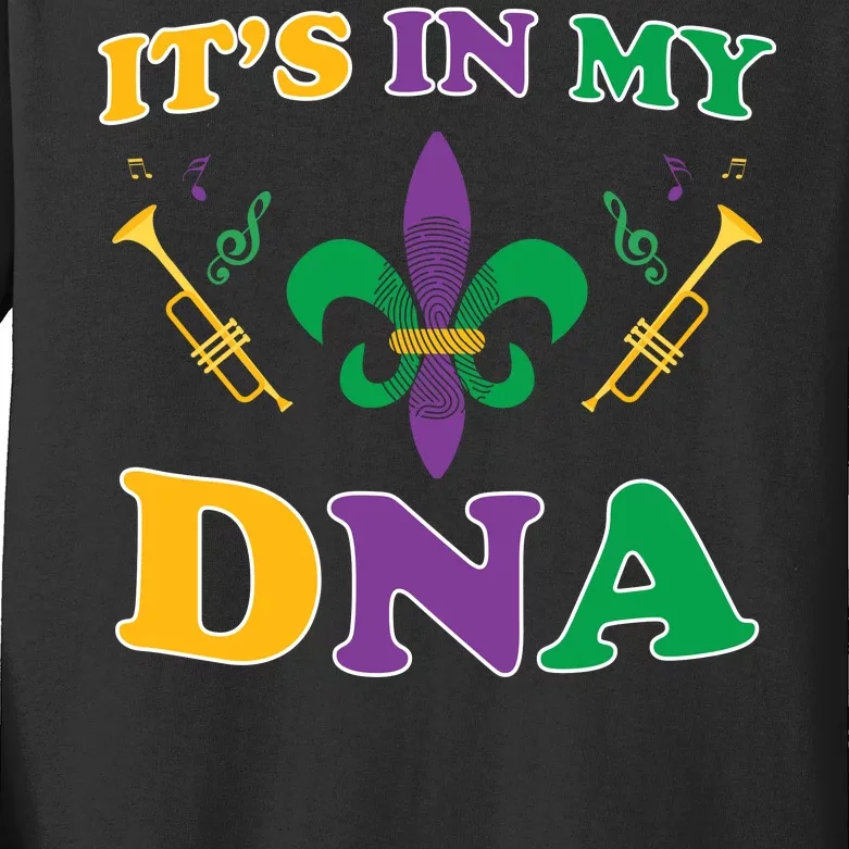 Mardi Gras It's My DNA Kids Long Sleeve Shirt