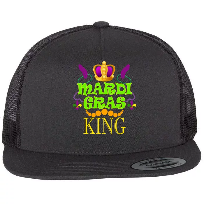 Mardi Gras King Flat Bill Trucker Hat