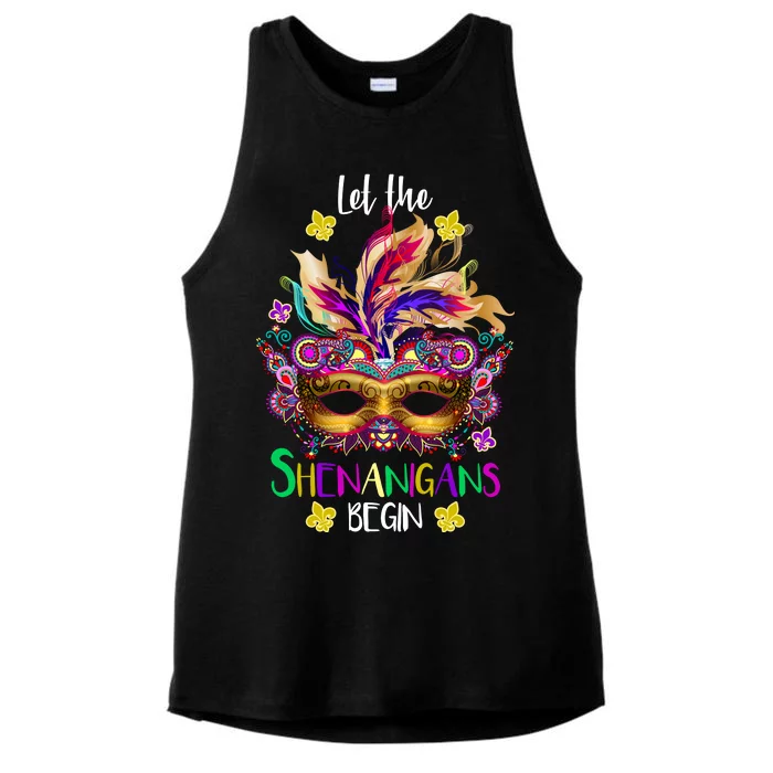 Mardi Gras Let The Shenanigans Begin Ladies Tri-Blend Wicking Tank