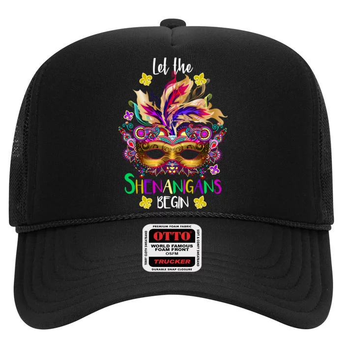 Mardi Gras Let The Shenanigans Begin High Crown Mesh Trucker Hat