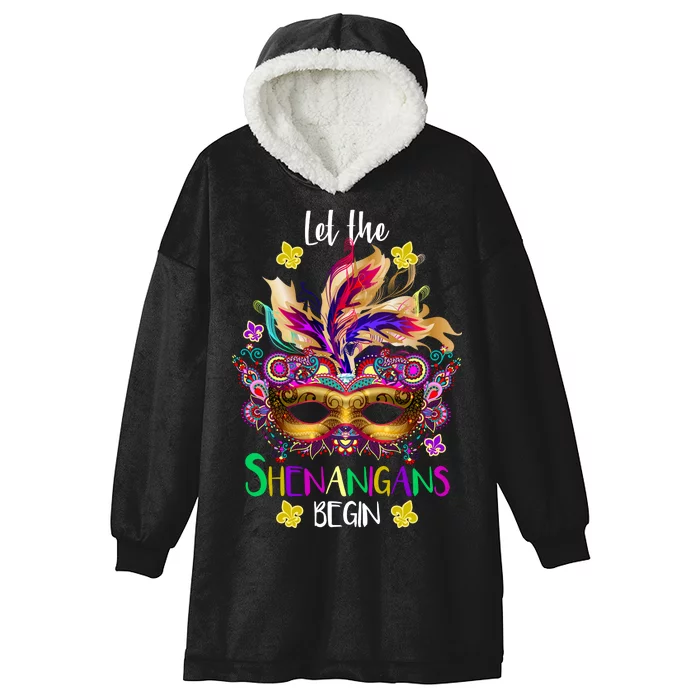 Mardi Gras Let The Shenanigans Begin Hooded Wearable Blanket