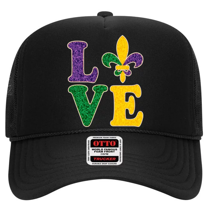 Mardi Gras Love Spade High Crown Mesh Trucker Hat