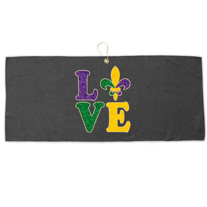 Mardi Gras Love Spade Large Microfiber Waffle Golf Towel