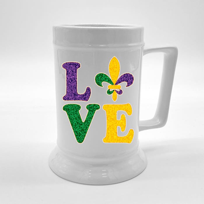 Mardi Gras Love Spade Front & Back Beer Stein