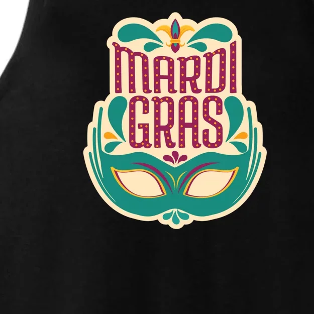 Mardi Gras Mask Ladies Tri-Blend Wicking Tank