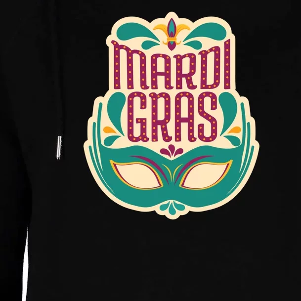 Mardi Gras Mask Womens Funnel Neck Pullover Hood