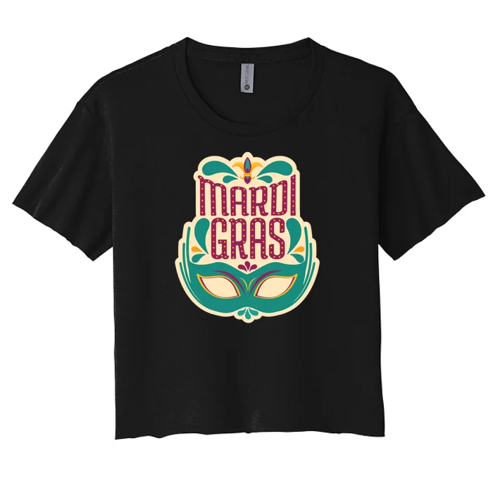 Mardi Gras Mask Women's Crop Top Tee