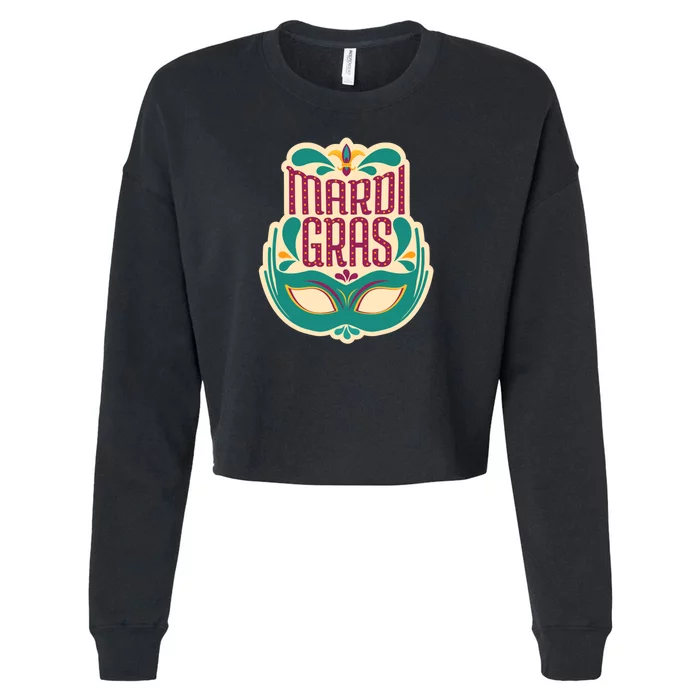 Mardi Gras Mask Cropped Pullover Crew