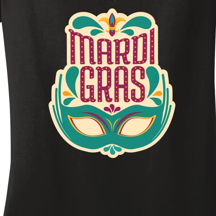 Mardi Gras Mask Women's V-Neck T-Shirt