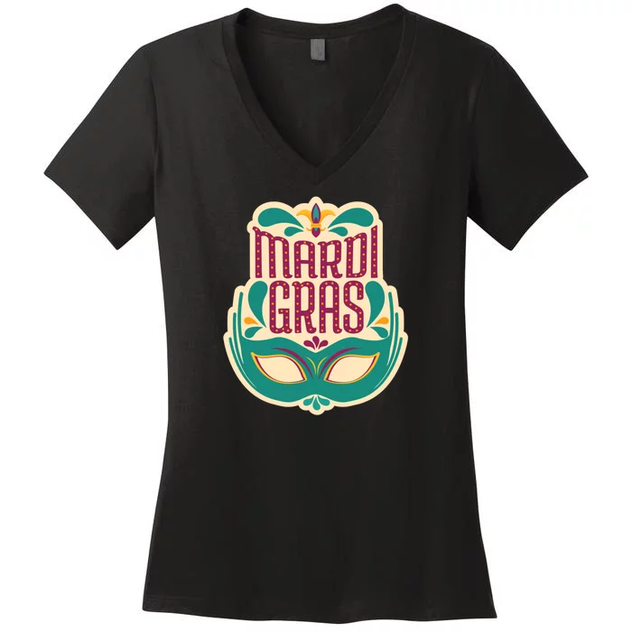 Mardi Gras Mask Women's V-Neck T-Shirt