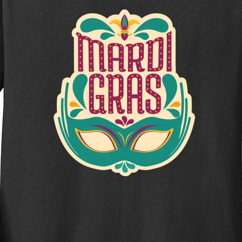 Mardi Gras Mask Kids Long Sleeve Shirt