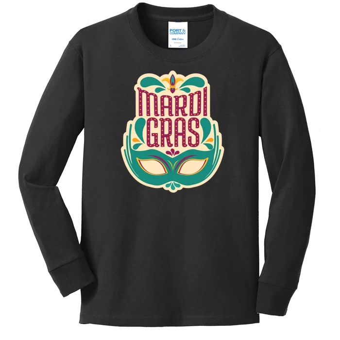 Mardi Gras Mask Kids Long Sleeve Shirt