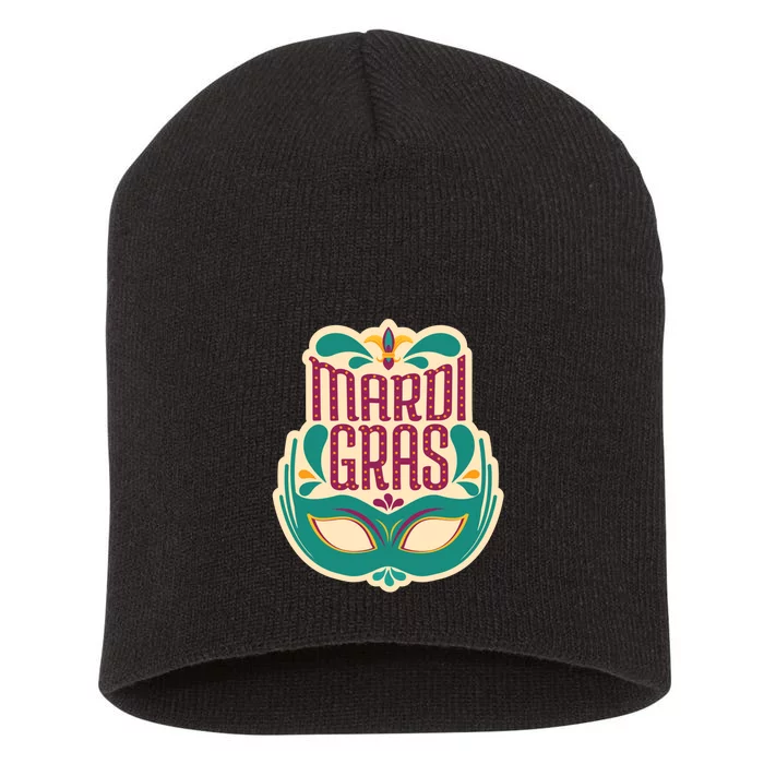 Mardi Gras Mask Short Acrylic Beanie