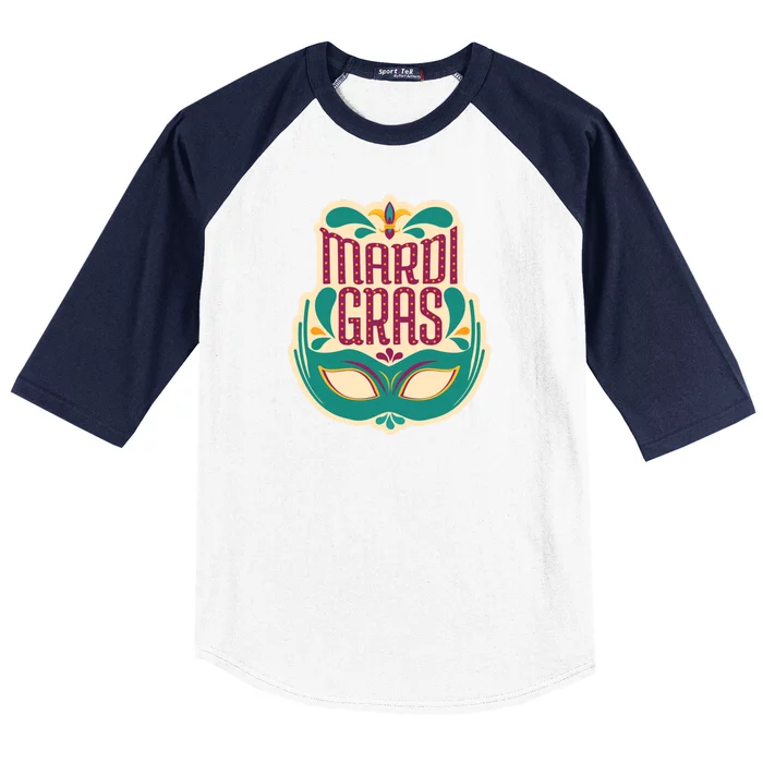 Mardi Gras Mask Baseball Sleeve Shirt