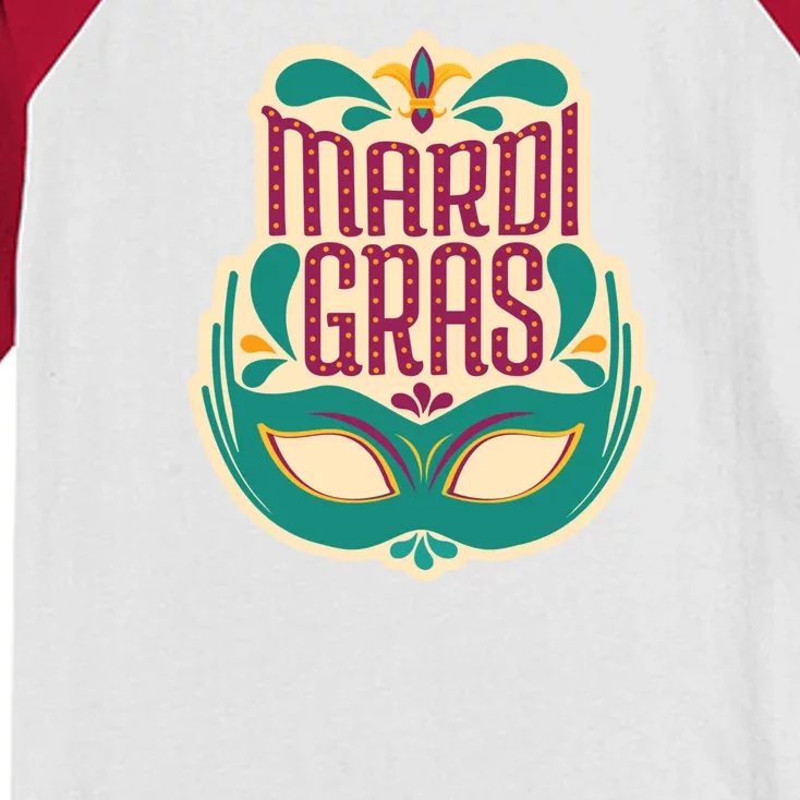 Mardi Gras Mask Kids Colorblock Raglan Jersey