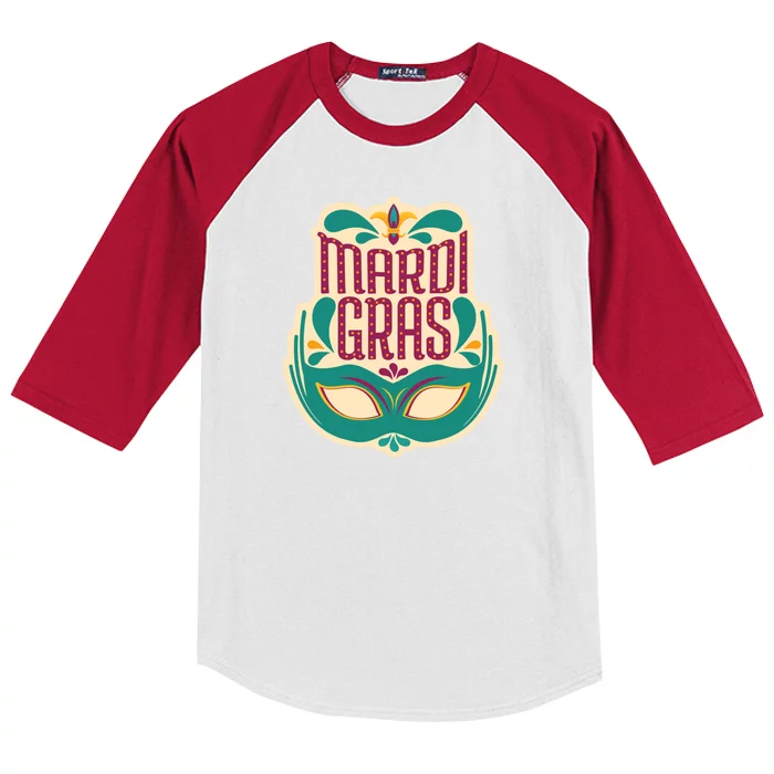 Mardi Gras Mask Kids Colorblock Raglan Jersey