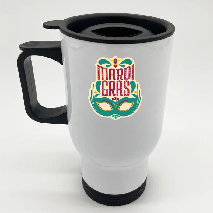 Mardi Gras Mask Front & Back Stainless Steel Travel Mug