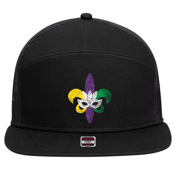 Mardi Gras Mask Spade 7 Panel Mesh Trucker Snapback Hat