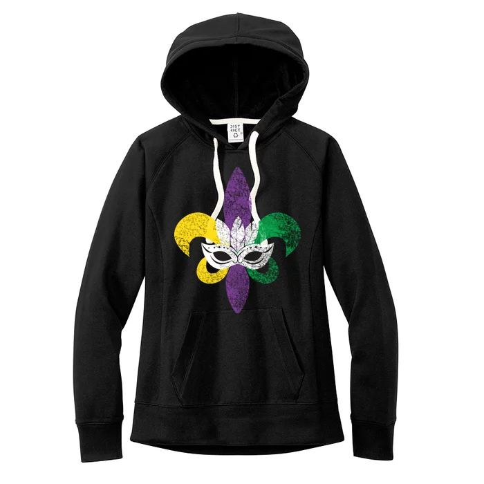 Mardi Gras Mask Spade Women's Fleece Hoodie