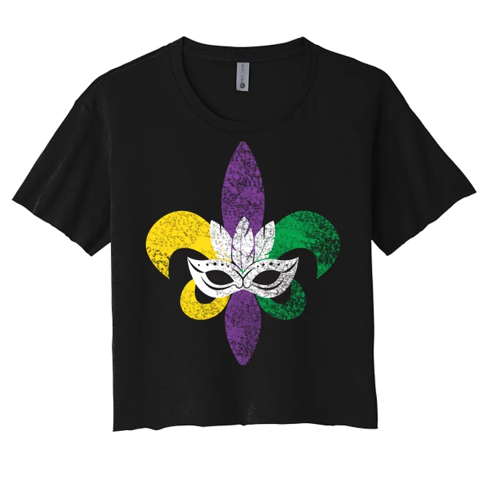 Mardi Gras Mask Spade Women's Crop Top Tee